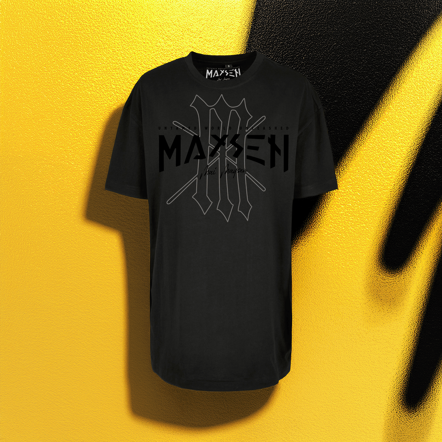 May Maysen Black Logo Ladies Oversized Boyfriend Tee