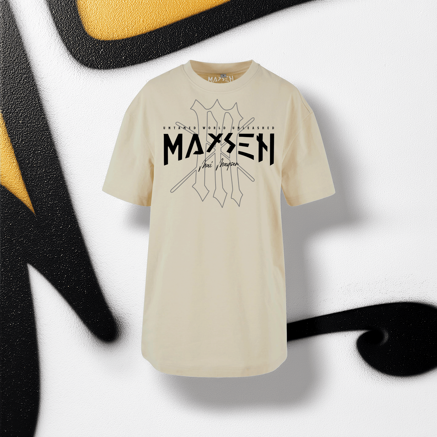 May Maysen Black Logo Ladies Oversized Boyfriend Tee