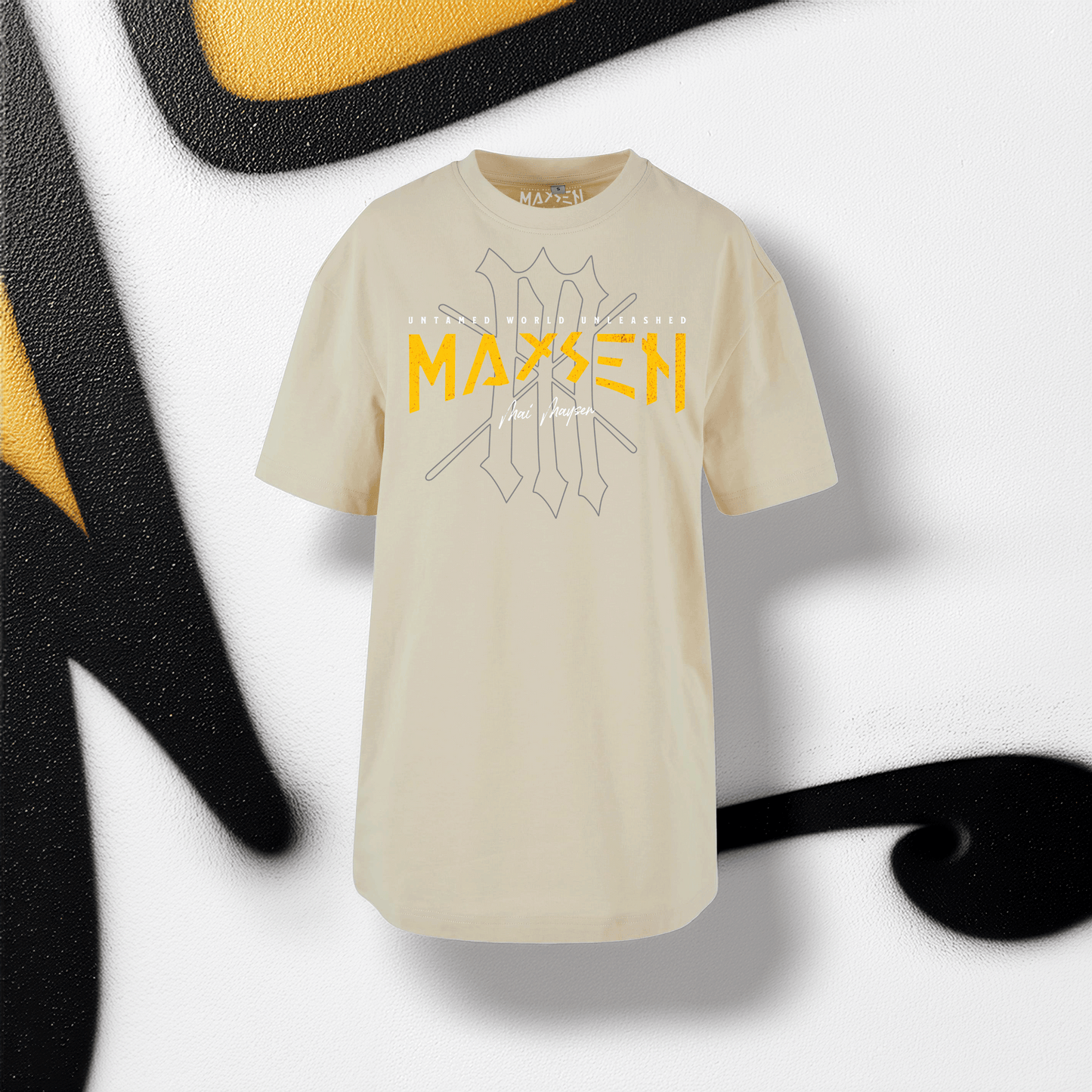 May Maysen Yellow Logo Ladies Oversized Boyfriend Tee