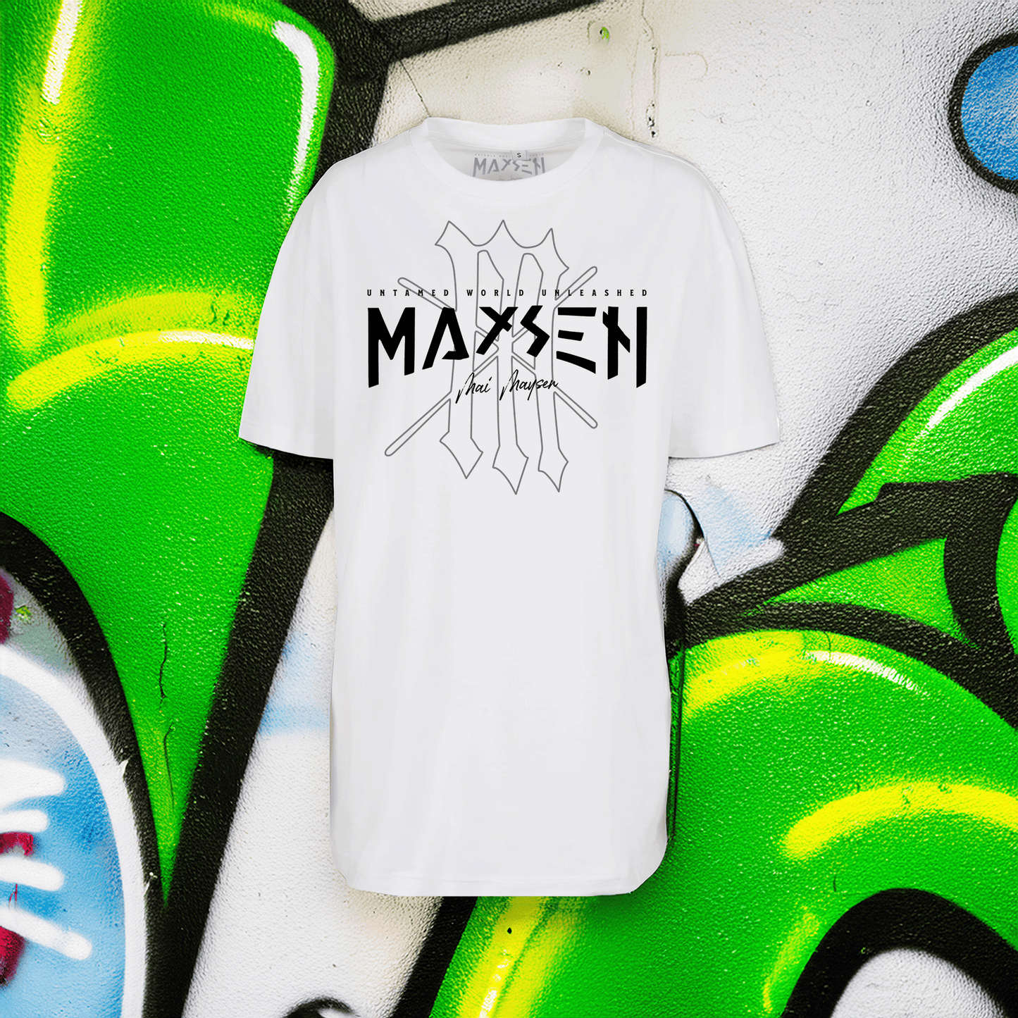 May Maysen Black Logo Ladies Oversized Boyfriend Tee