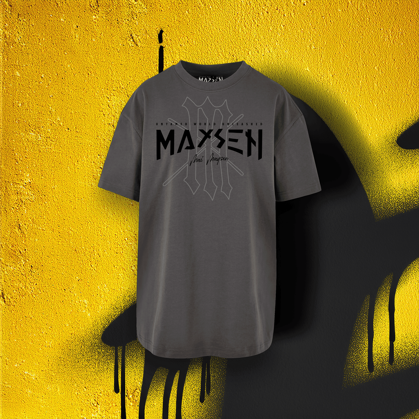 May Maysen Black Logo Ladies Oversized Boyfriend Tee