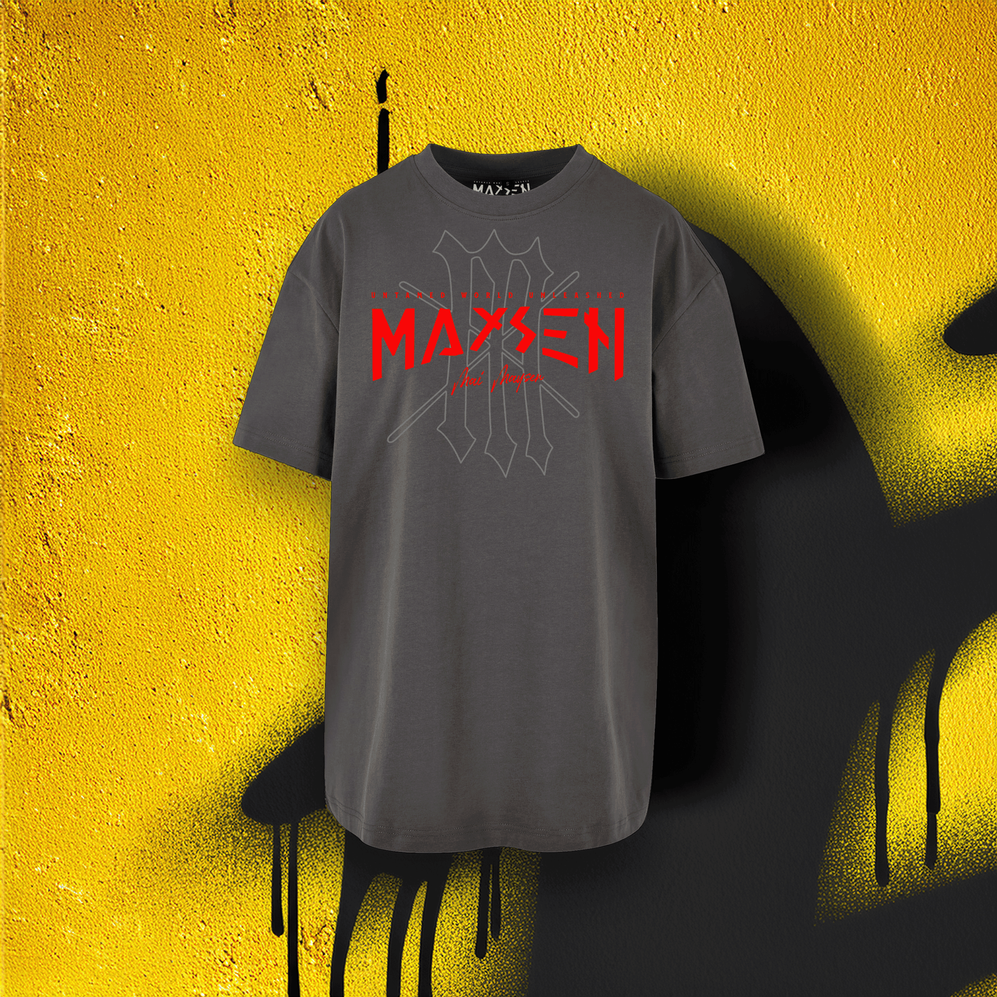May Maysen Red Logo Ladies Oversized Boyfriend Tee
