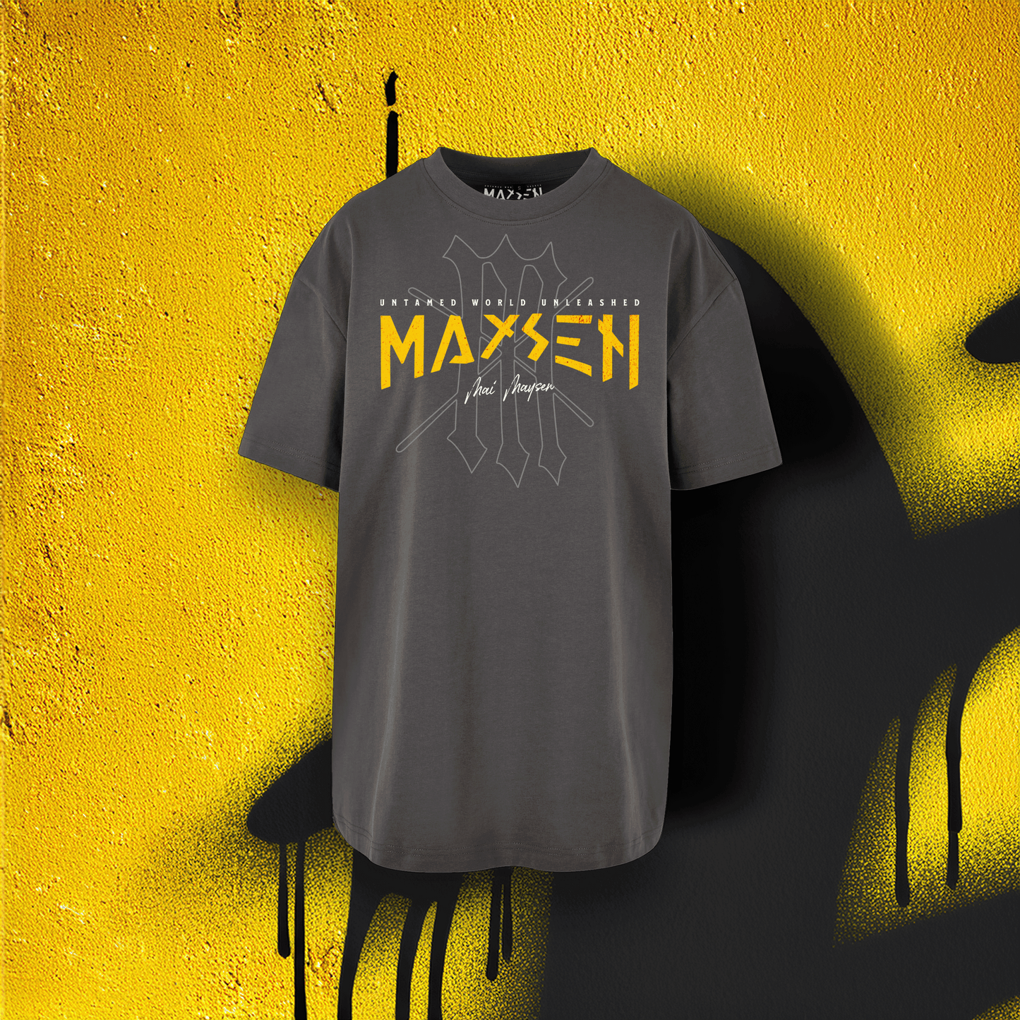 May Maysen Yellow Logo Ladies Oversized Boyfriend Tee