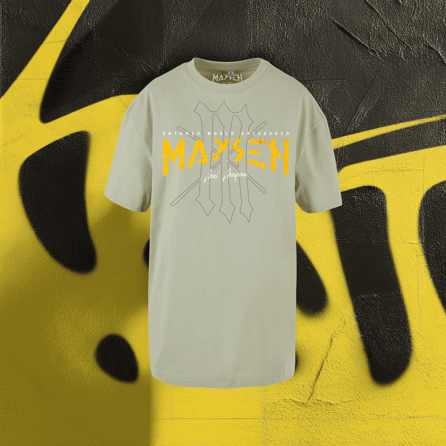 May Maysen Yellow Logo Ladies Oversized Boyfriend Tee