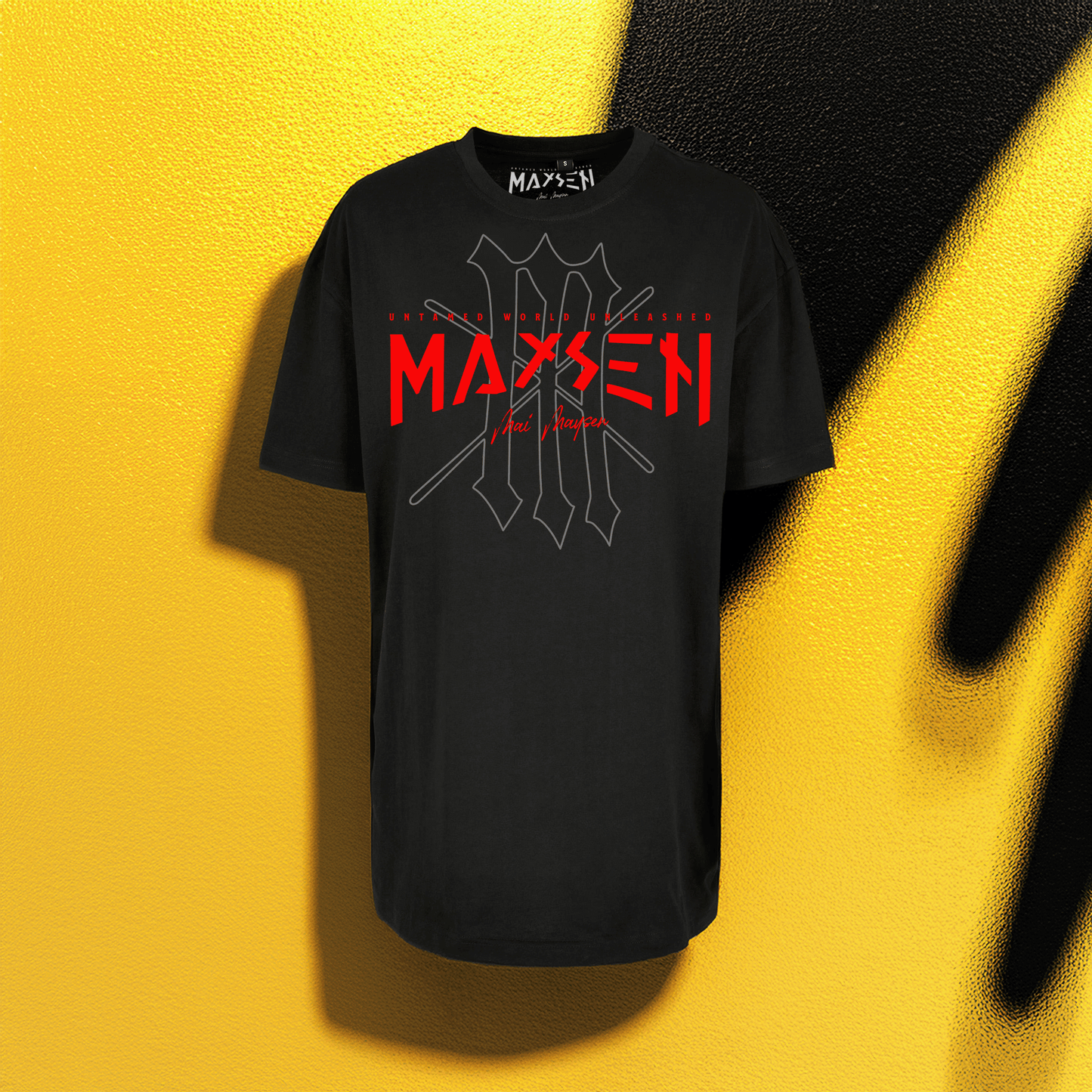 May Maysen Red Logo Ladies Oversized Boyfriend Tee