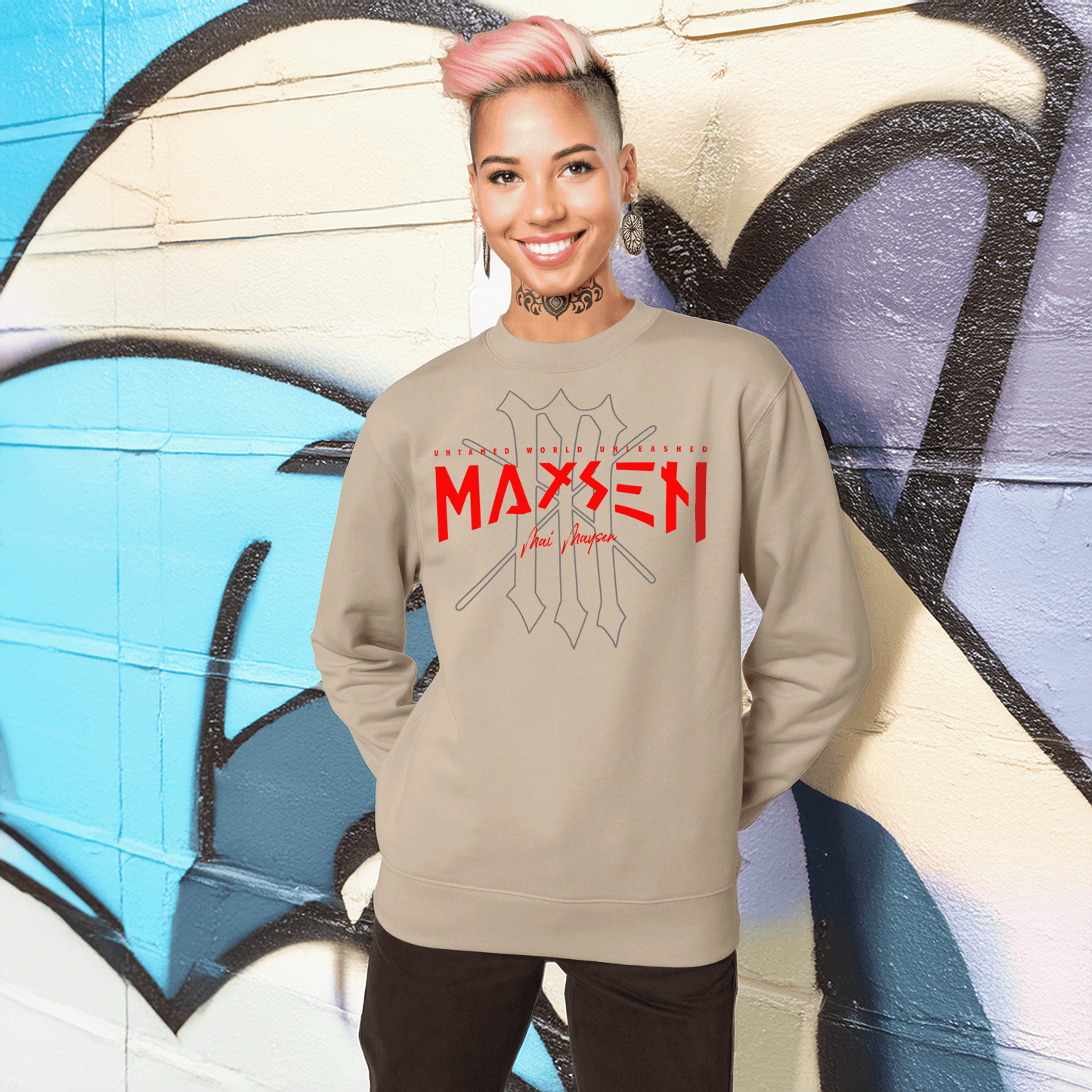 May Maysen Red Logo Iconic Unisex Crewneck-Sweatshirt
