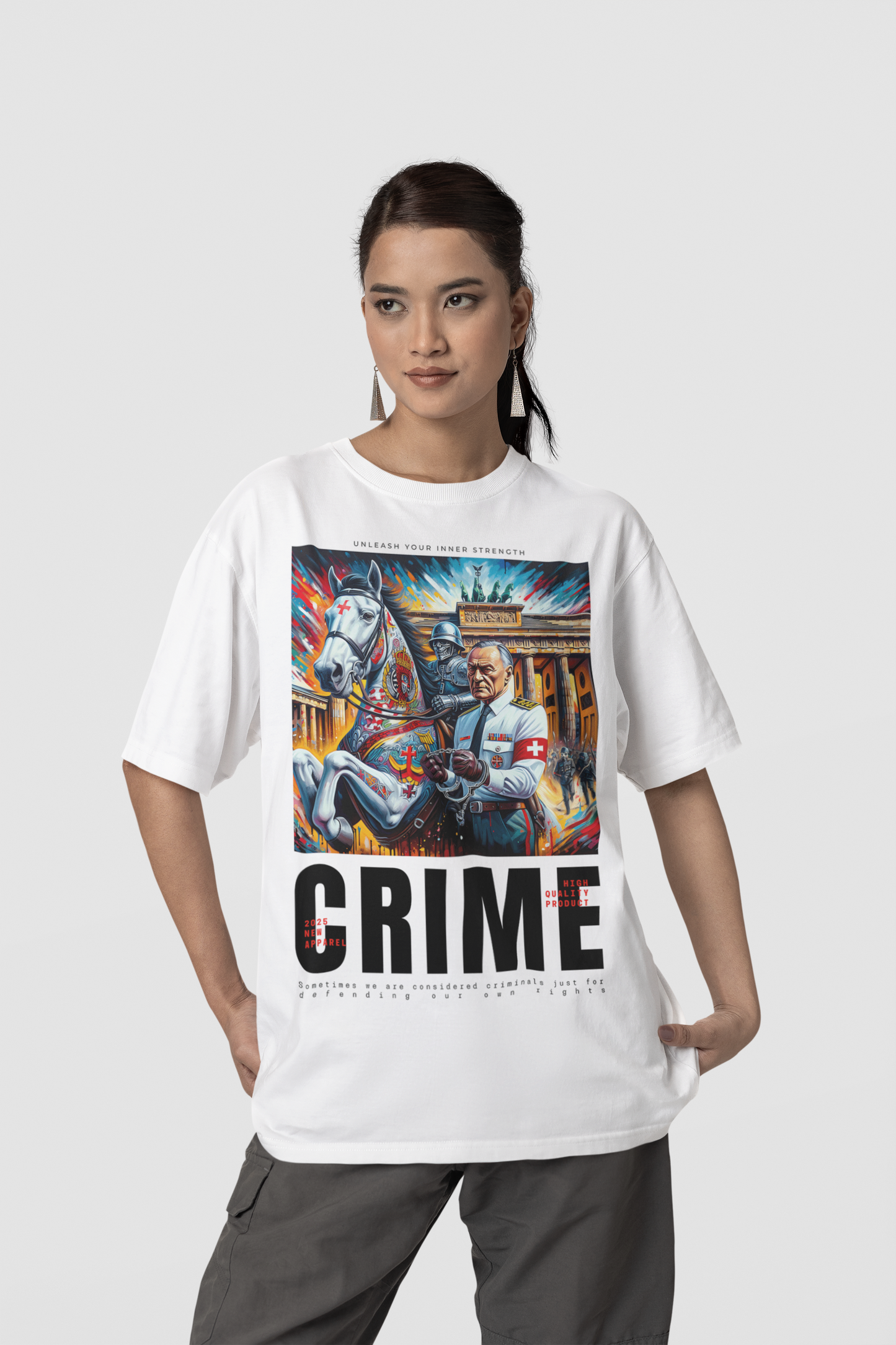 Crime White Color Blaster 2.0 Oversized T-Shirt