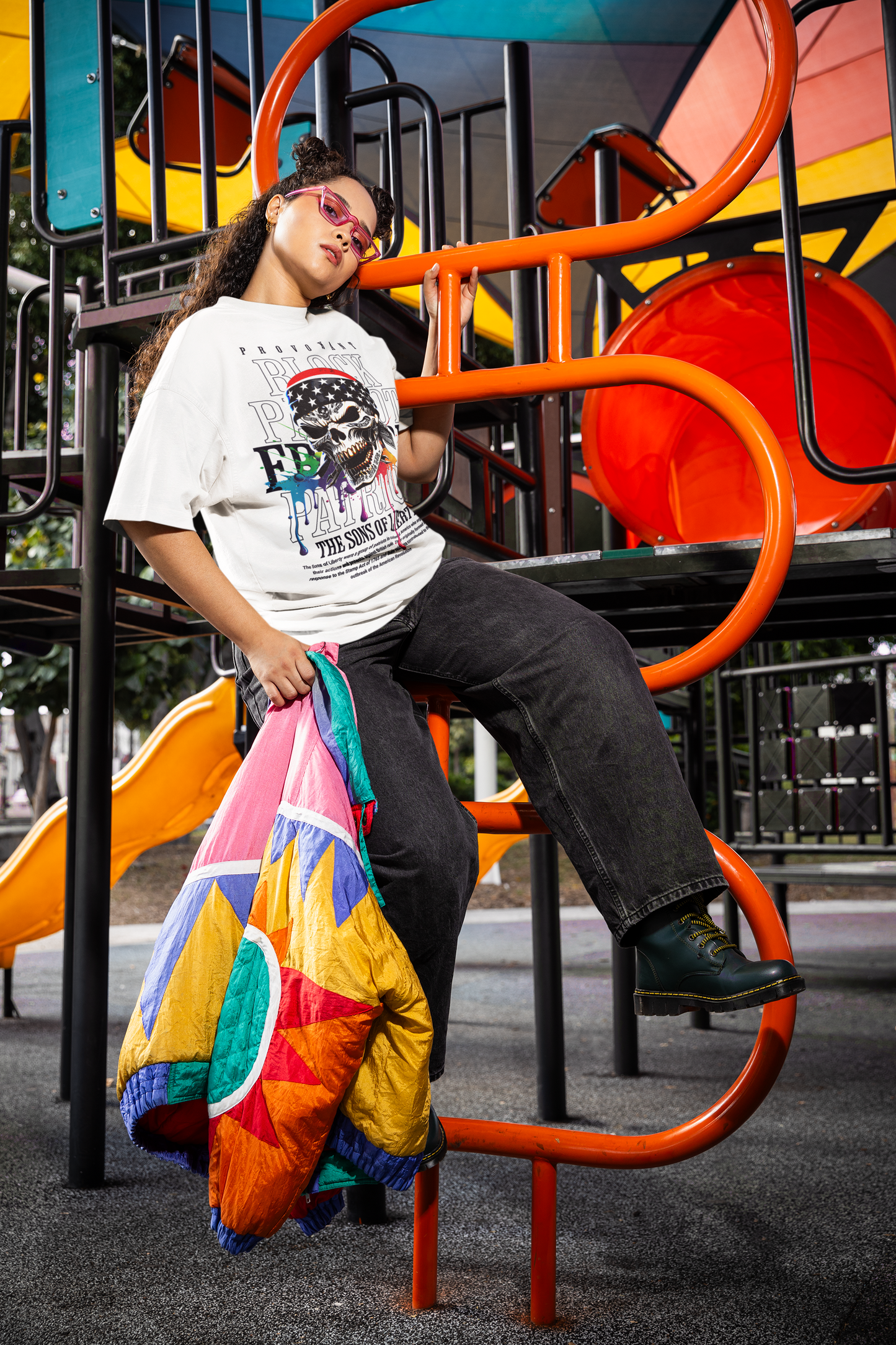 Block Patriot Tiger Cotton Oversized T-Shirt