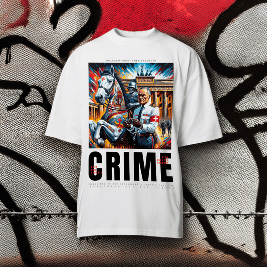 Crime White Color Blaster 2.0 Oversized T-Shirt