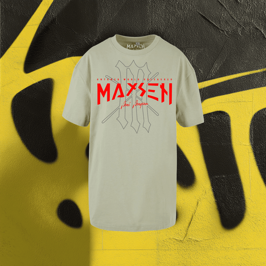 May Maysen Red Logo Ladies Oversized Boyfriend Tee