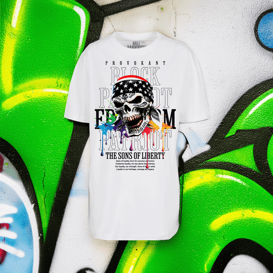May Maysen Block Patriot Ladies Oversized Boyfriend Tee