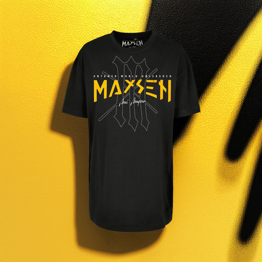 May Maysen Yellow Logo Ladies Oversized Boyfriend Tee