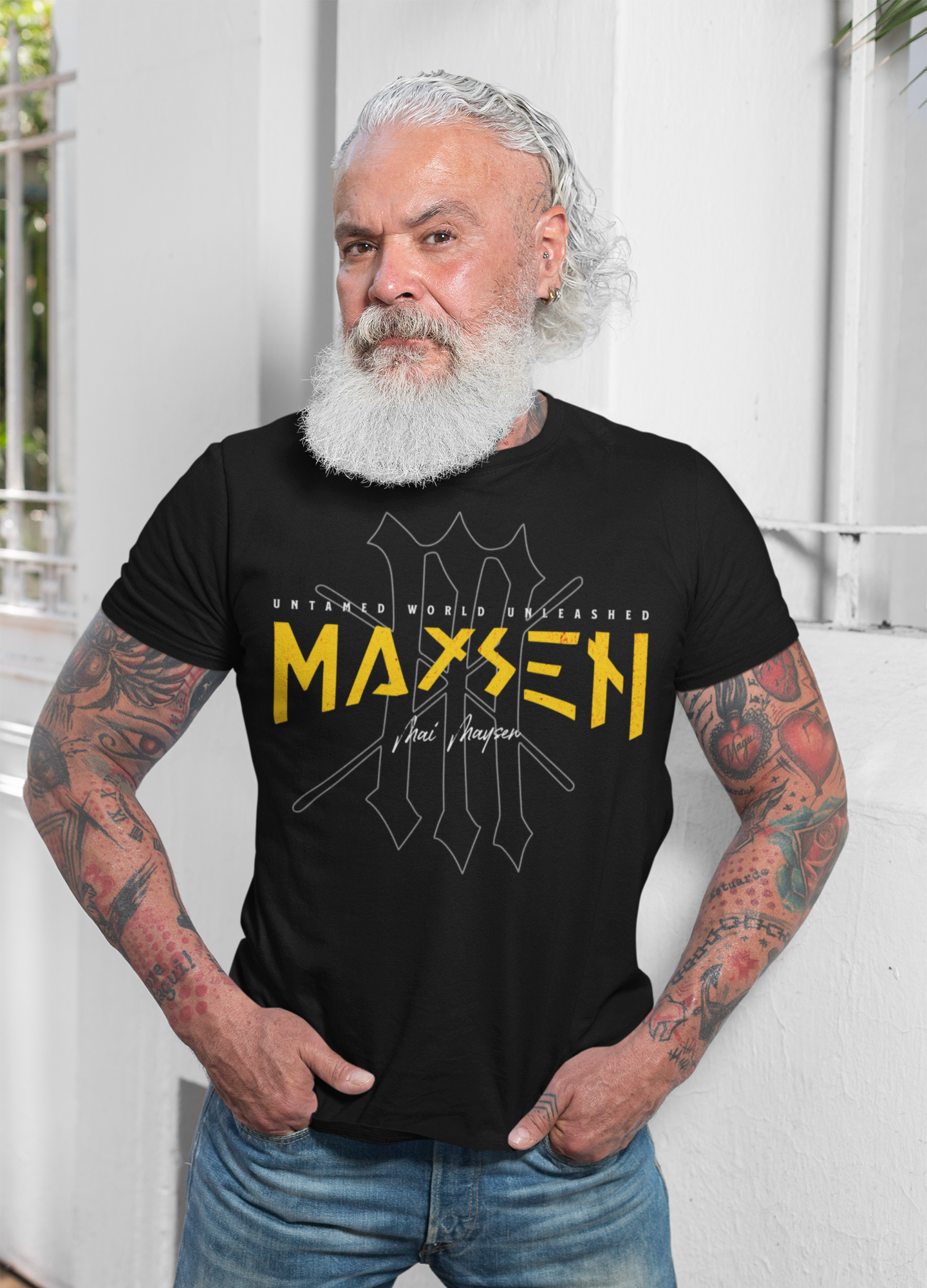 Maysen Yellow Logo Stretch T- Shirt